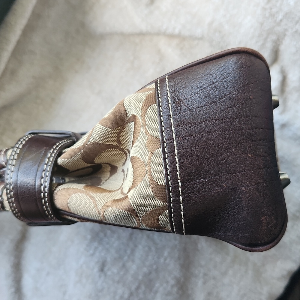 Coach Signature Hampton Canvas & Leather Shoulder Bag - Picture 6 of 16